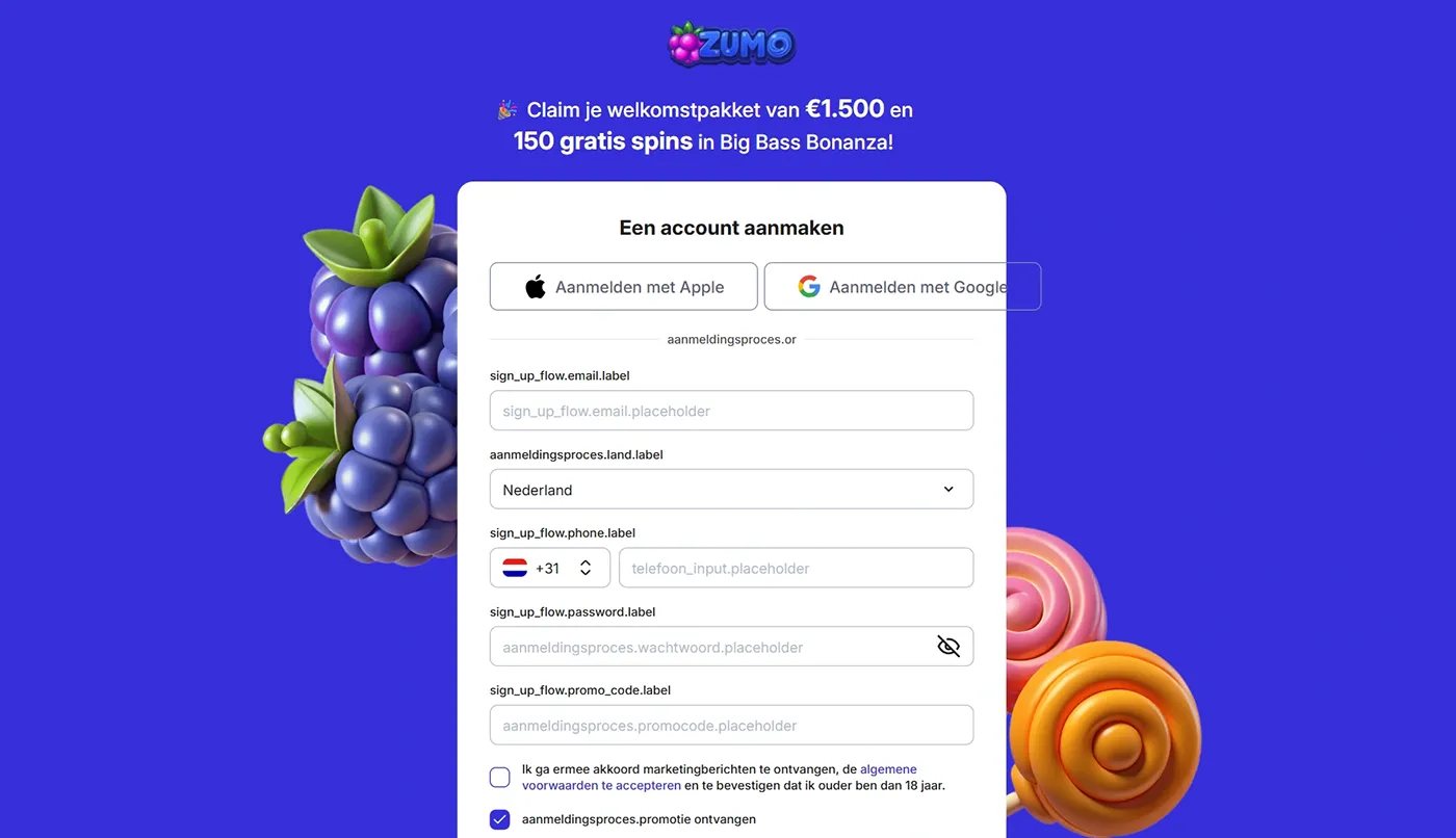 ZumoBetCasino Aanmelden en Login